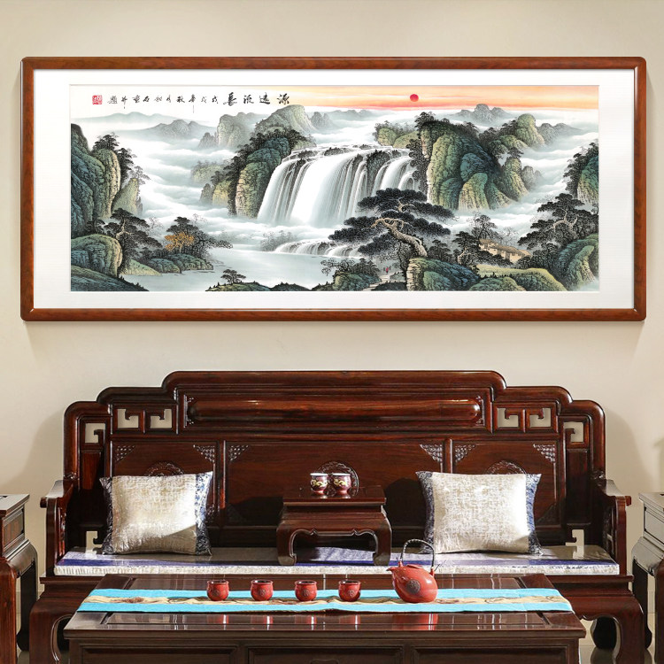 客厅办公室会议室挂画荣宝林 源远流长名家纯手绘山水画国画中式