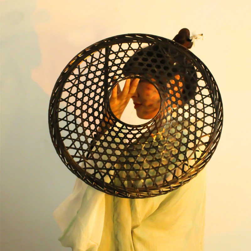 斗笠定制竹编古典舞蹈编制制帽古风侠客加纱竹编