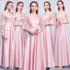 Bridesmaids 2019 new grey sister dress long-sleeved annual dress long satin graduation dress spring Bridesmaids 2019 new grey sister dress long-sleeved annual dress long satin graduation dress spring