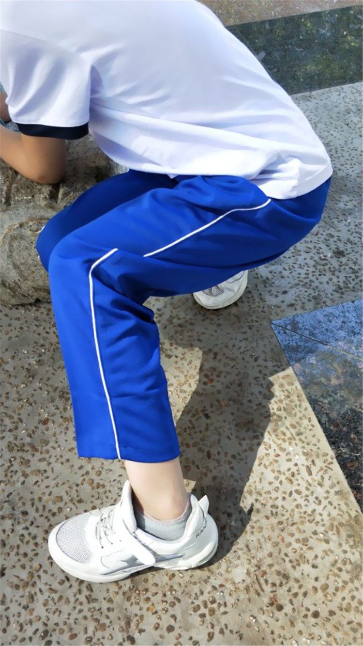 运动春夏校服裤子黑色藏蓝蓝色两道小学初中运动长裤