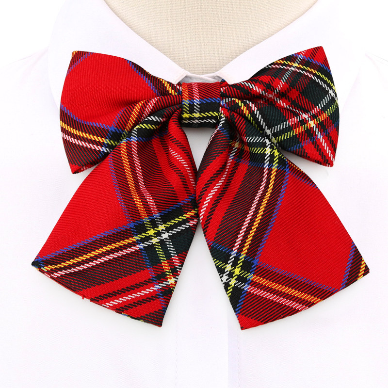 领结日系jk领带大红色格子女学院风免蝴蝶结领结