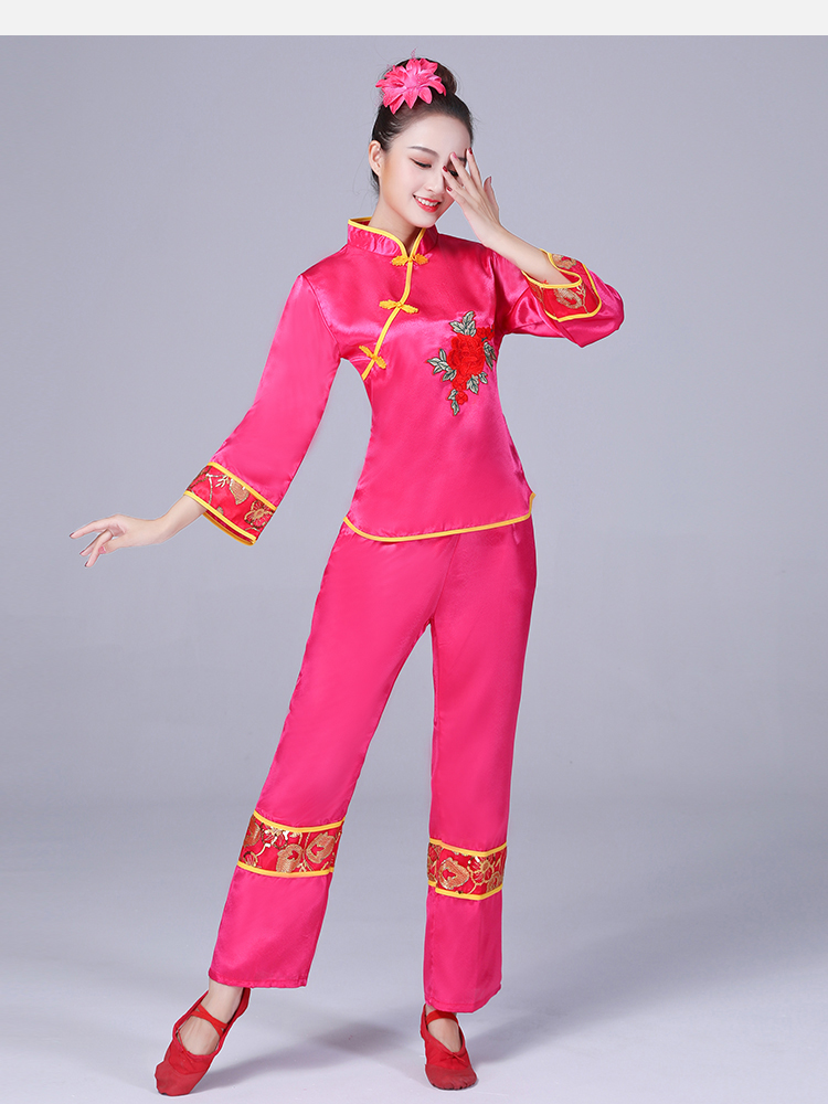 新款秧歌服女装2020民族舞蹈演出服装腰鼓舞扇子舞广场舞表演服装