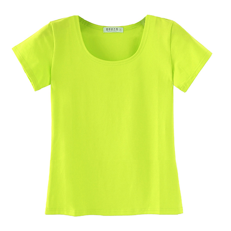 炅妍广场舞荧光绿大码恤女短袖上衣跳舞夏季打底t恤