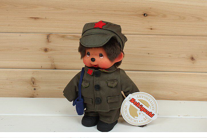 日本正品monchhichi萌趣趣娃娃军装bb原装正版蒙奇奇情侣公仔玩偶