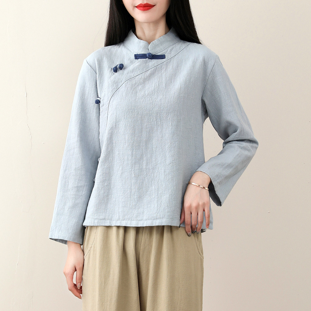 民国国风中国元素禅意改良中式唐装偏襟盘扣女上衣