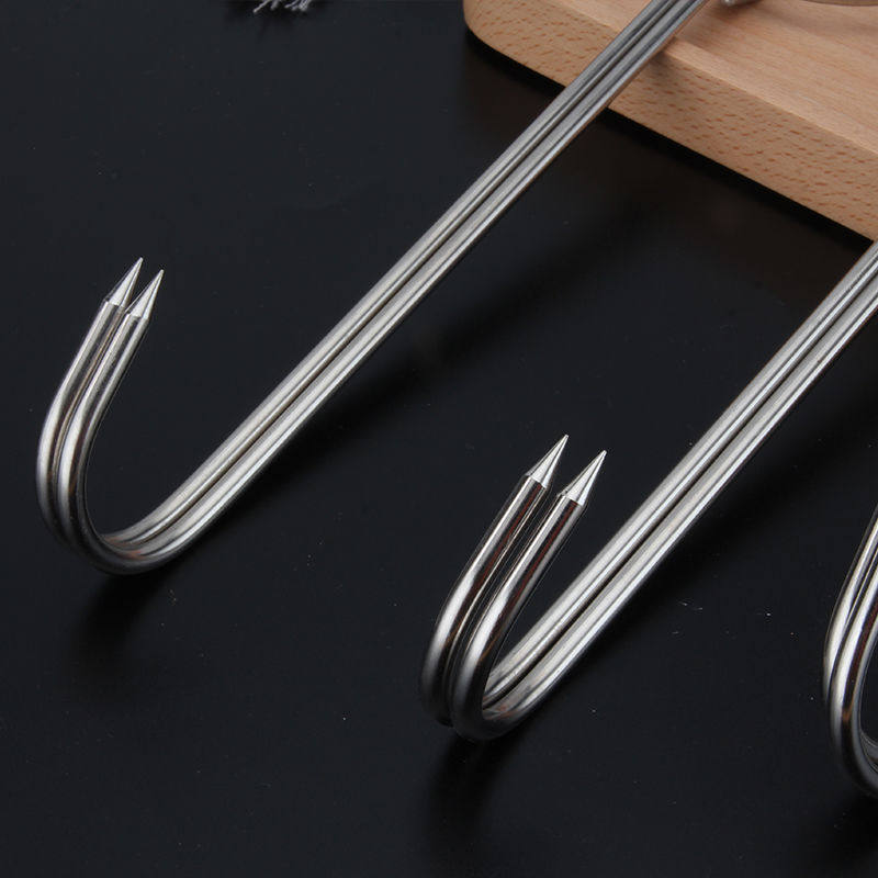 不锈钢烤鸭钩子烧腊环鸭鹅双尖钩腊肉挂钩加粗加长烧烤夹