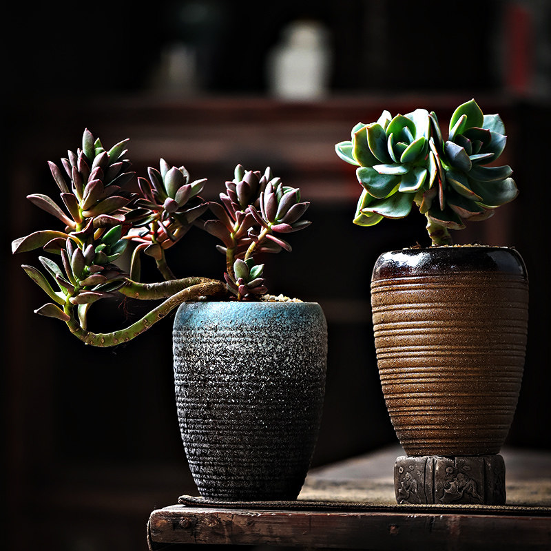 多肉植物法师老桩花盆陶瓷特大号陶罐高盆瑕疵花盆