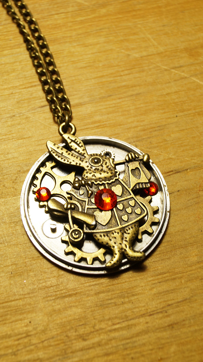 蒸汽熠先生的大陆朋克宝石复活节爱丽丝兔子饰品项链