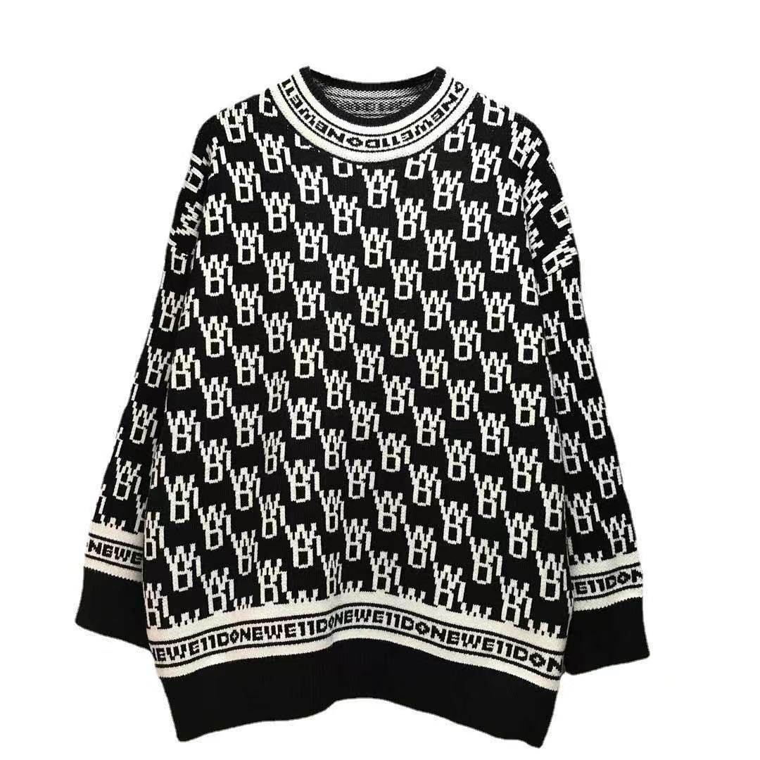 官网代购we11done21fw满印提花字母logo毛衣welldone毛衣