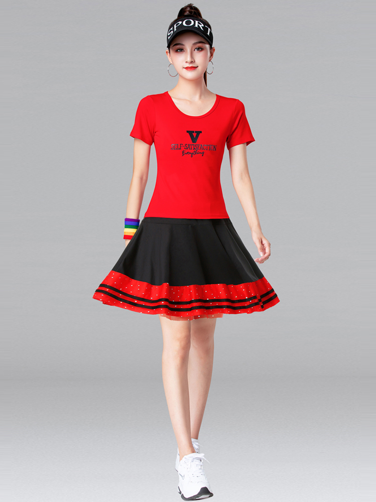 杨丽萍广场舞服装运动套装夏季短袖袖短裙子套裙广场舞套装