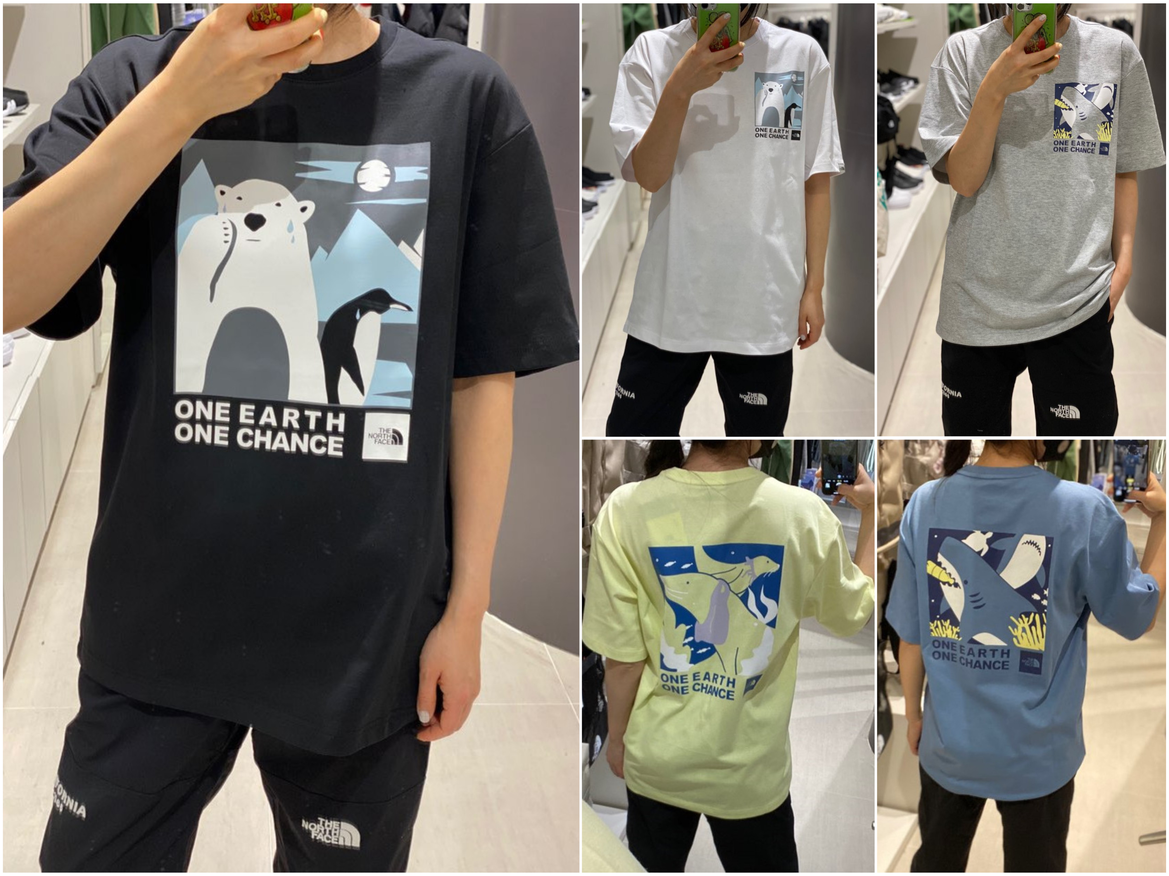 thenorthfacetnf北面21款北极熊动物印花圆领宽松短袖运动t恤