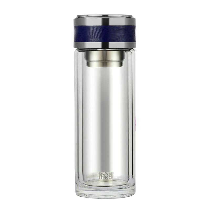 高档圣以诺双层玻璃杯隔热车载茶杯便携透明女高玻璃杯