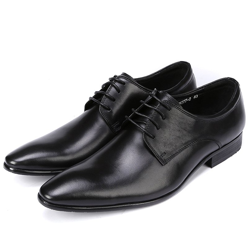 皮鞋时尚英伦系带男士韩版尖头真皮商务务正正装皮鞋