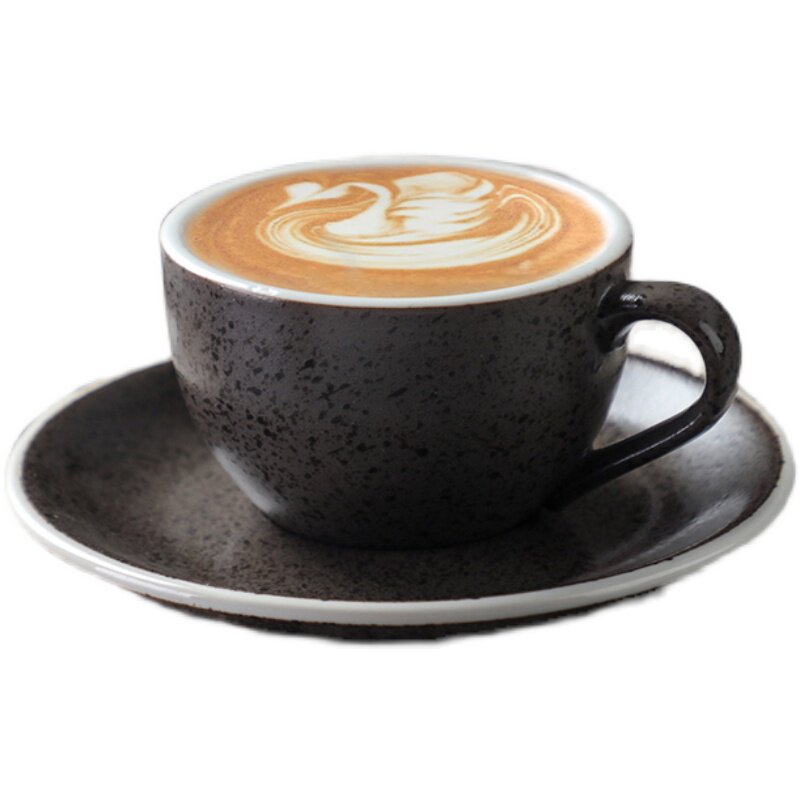 花岗岩陶瓷咖啡杯套装意式80ml拉花浓缩大口拿铁咖啡杯