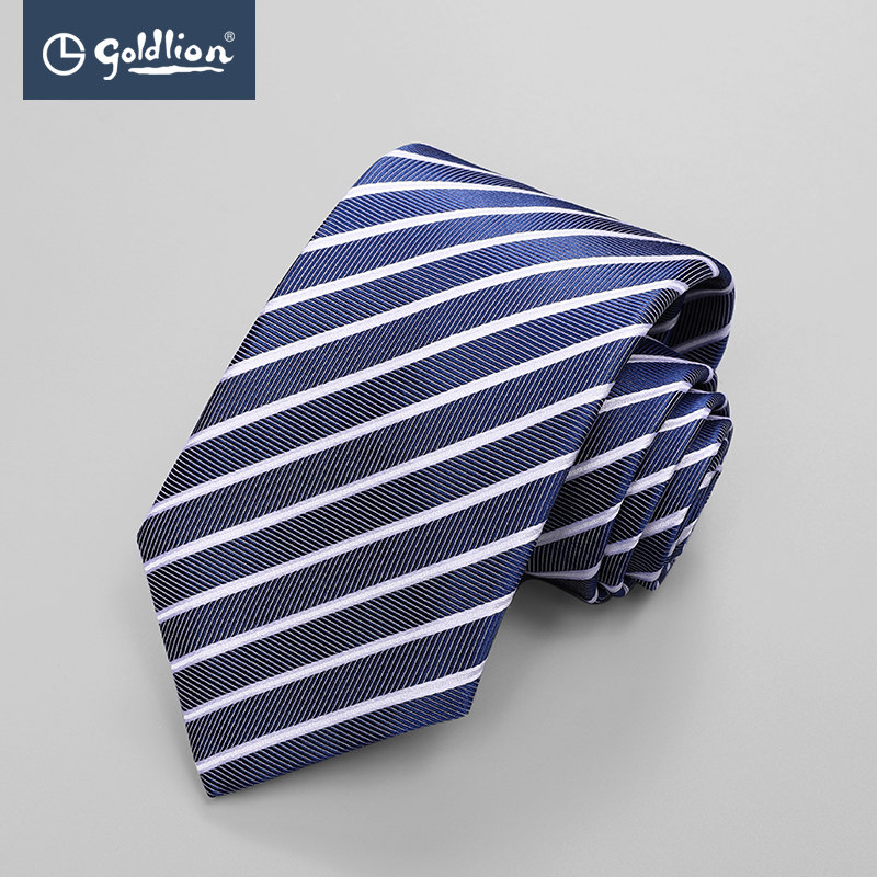 goldlion金利来桑蚕蚕丝质感纹理经典条纹商务务正领带