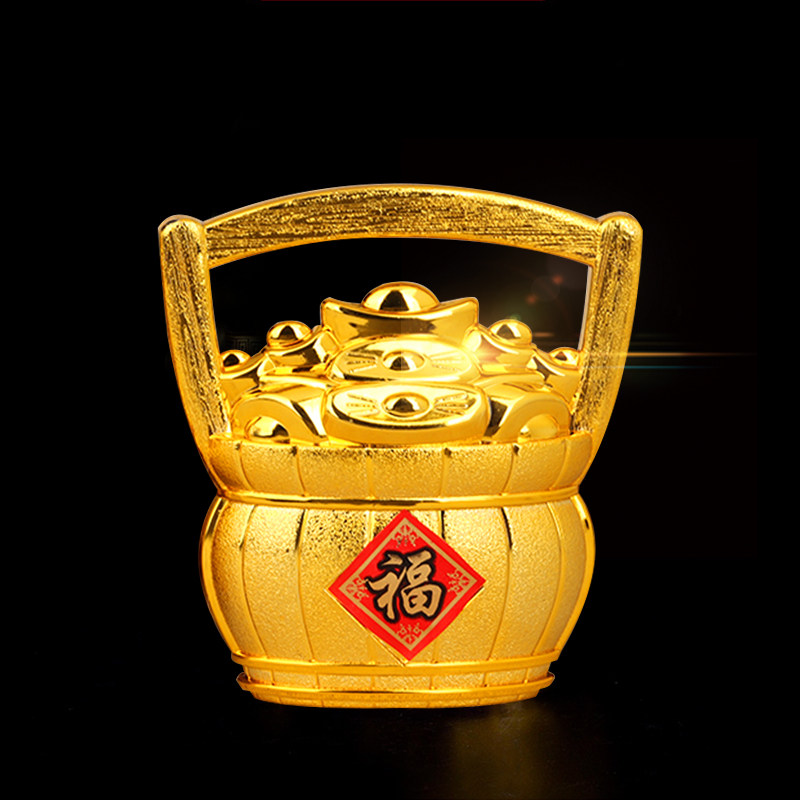 摆件广缘德塑料财神元宝一桶金元宝山福字聚宝盆摆件