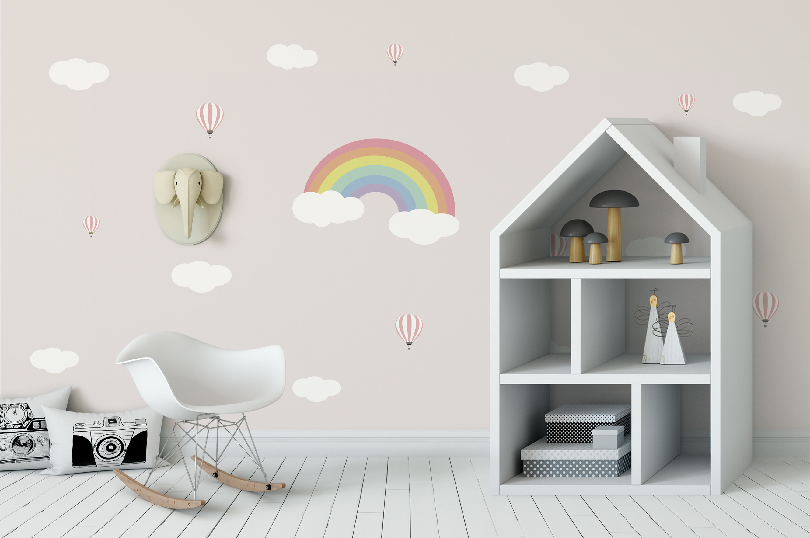 小清新儿童墙纸北欧现代简约女孩卧室背景墙壁纸婴儿定制壁画