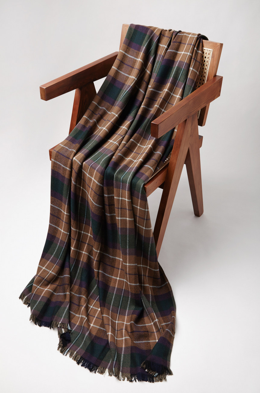 苏格兰羊绒空调披肩旅行午睡保暖羔羊格子超大围巾