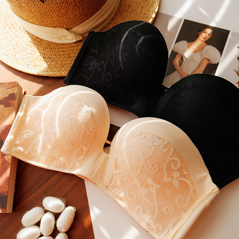 轻薄隐形无痕肩带聚拢文胸蕾丝钢圈防滑内衣文胸