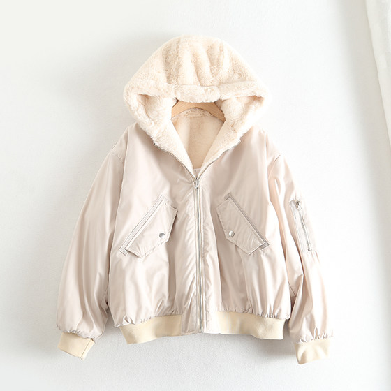 Spanish Single Autumn And Winter Women's Double-sided Plush Flight Jacket Coat Loose Hooded Bread Suit Cotton Suit Spanish Single Autumn And Winter Women's Double-sided Plush Flight Jacket Coat Loose Hooded Bread Suit Cotton Suit