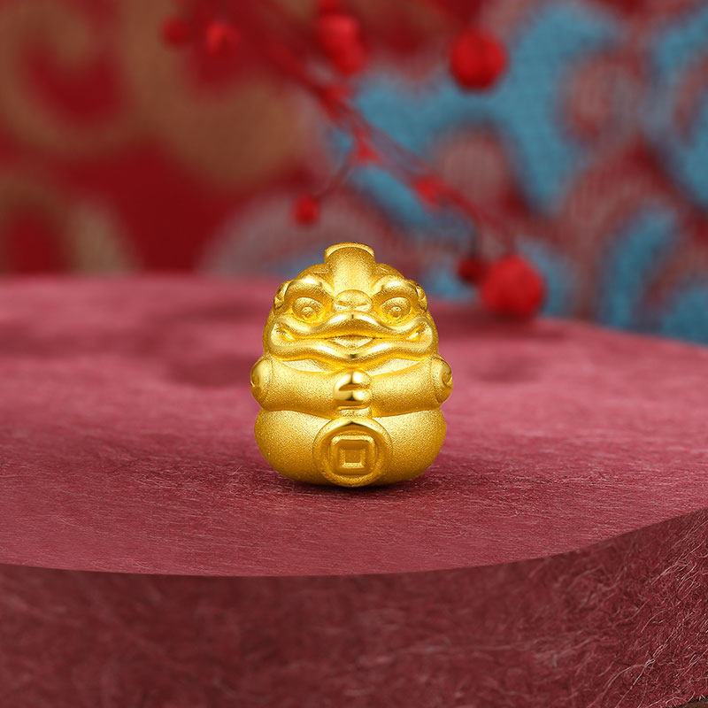 周六福黄金转运珠男款足金定价3d硬金转运祥瑞金蟾蜍手绳官方正品