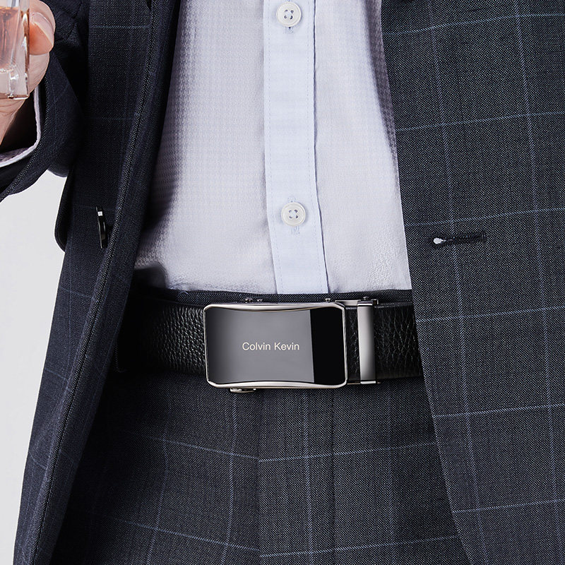 正品ck男真皮自动扣皮带