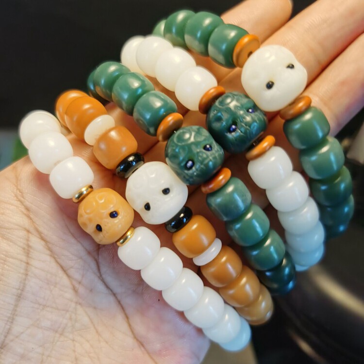 白玉风化菩提根雕雕刻阿呆单圈手男女手链配饰手链