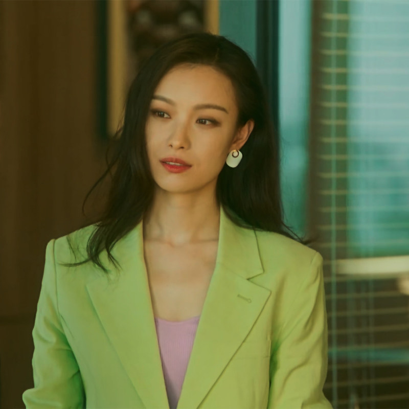 流金岁月同款倪妮朱锁锁绿色西装外套韩版宽松气质西装