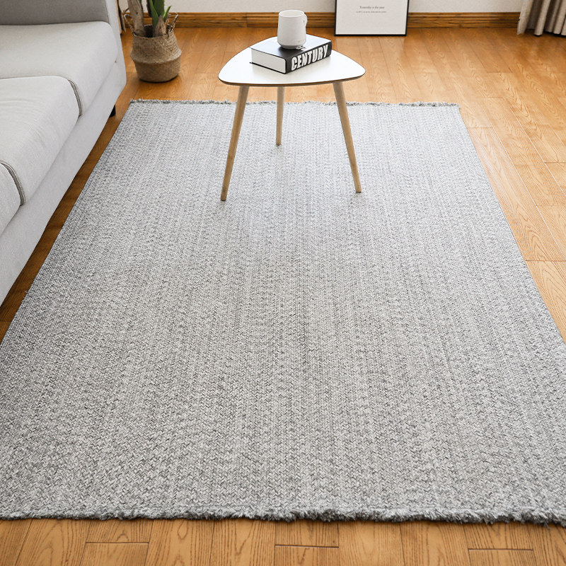 久忆现代手工编织棉麻地毯流苏北欧简约客厅地毯