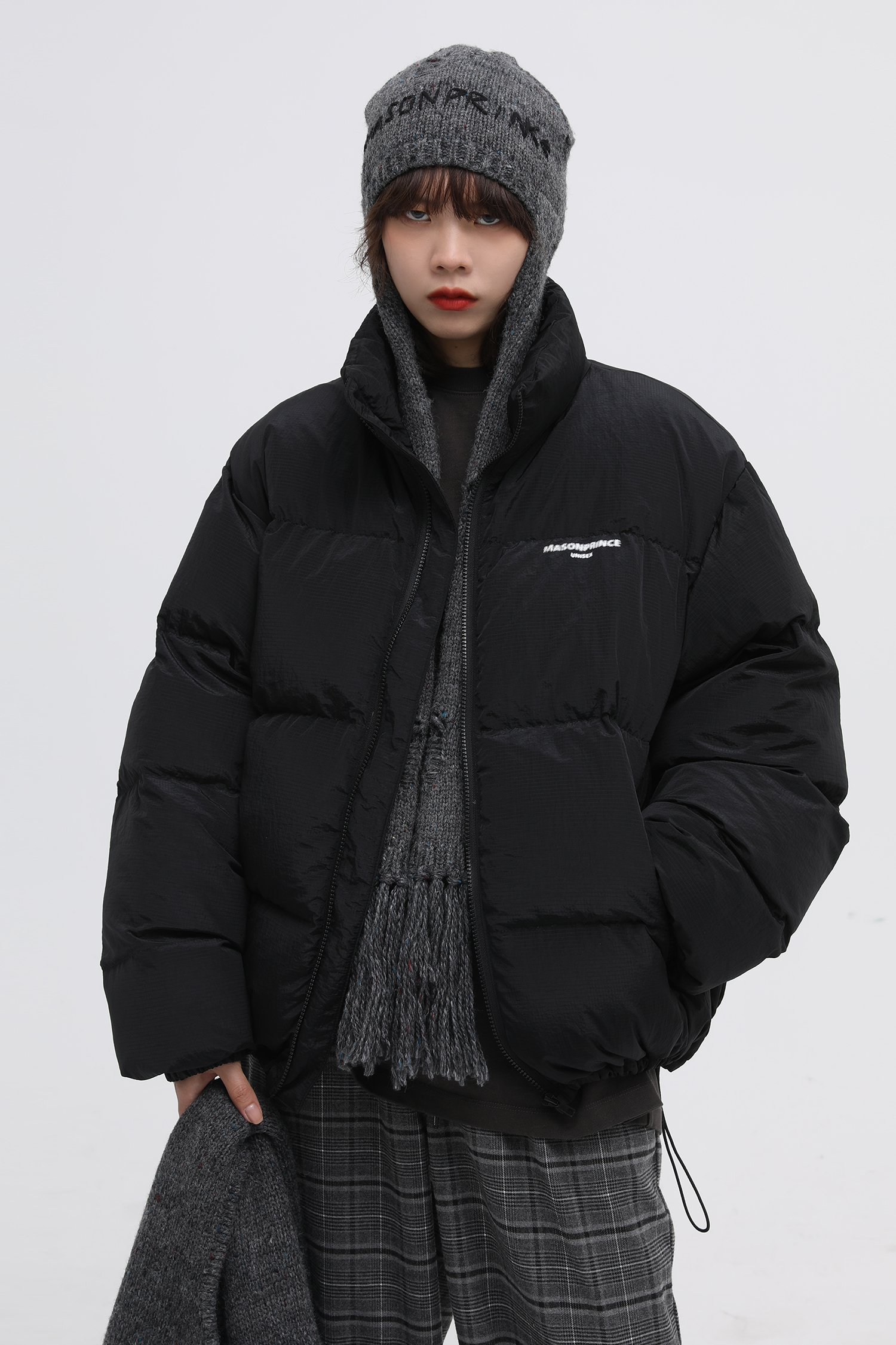 masonprince冬季新款克莱因蓝90白鸭绒羽绒服男潮牌加厚短款外套