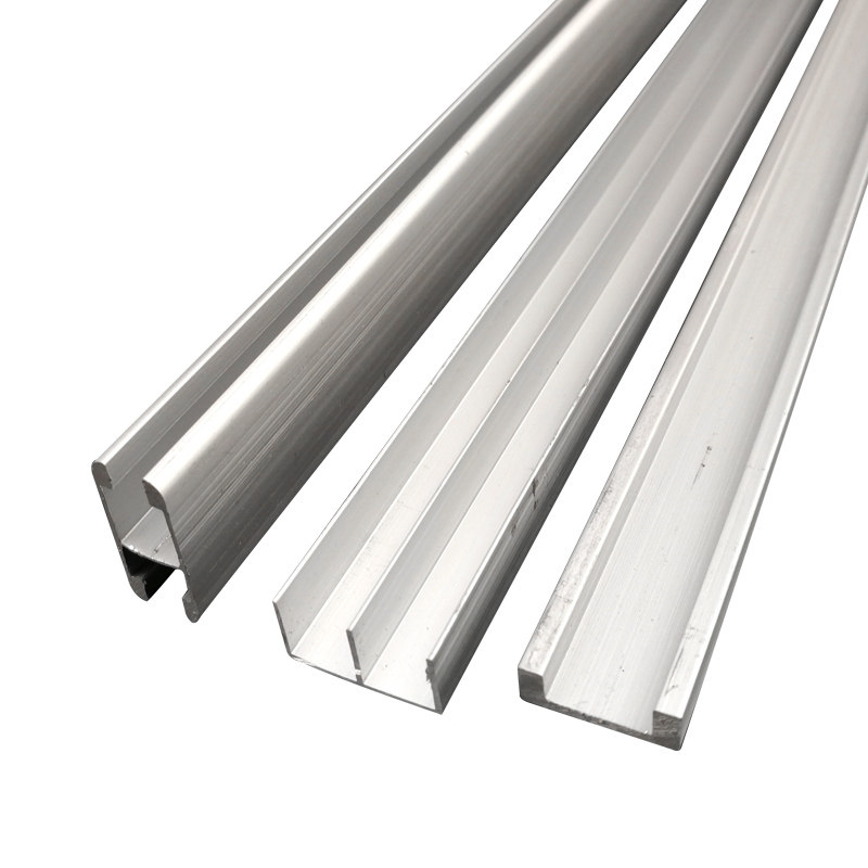 黑色铝合金玻璃移门轨道三件套柜展柜导轨5mm滑轨推拉单道双槽