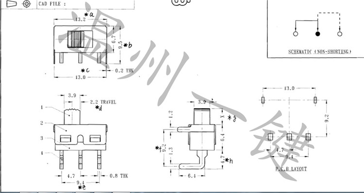 ss12d115mm拨动开关2档电流滑动黑色短柄3脚拨动开关