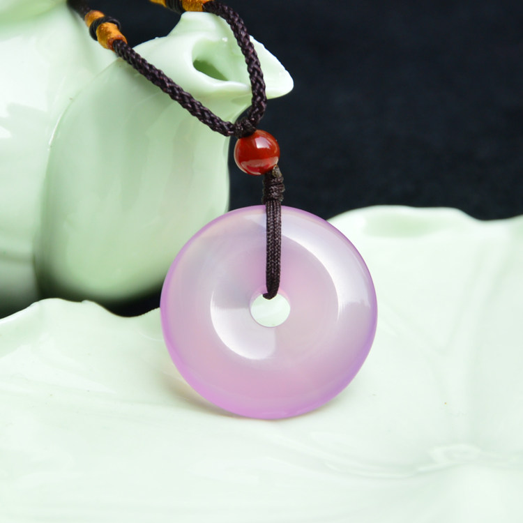 正品陕西西安冰花芙蓉玉平安扣吊坠蓝田玉 玉髓水晶女生饰品礼物