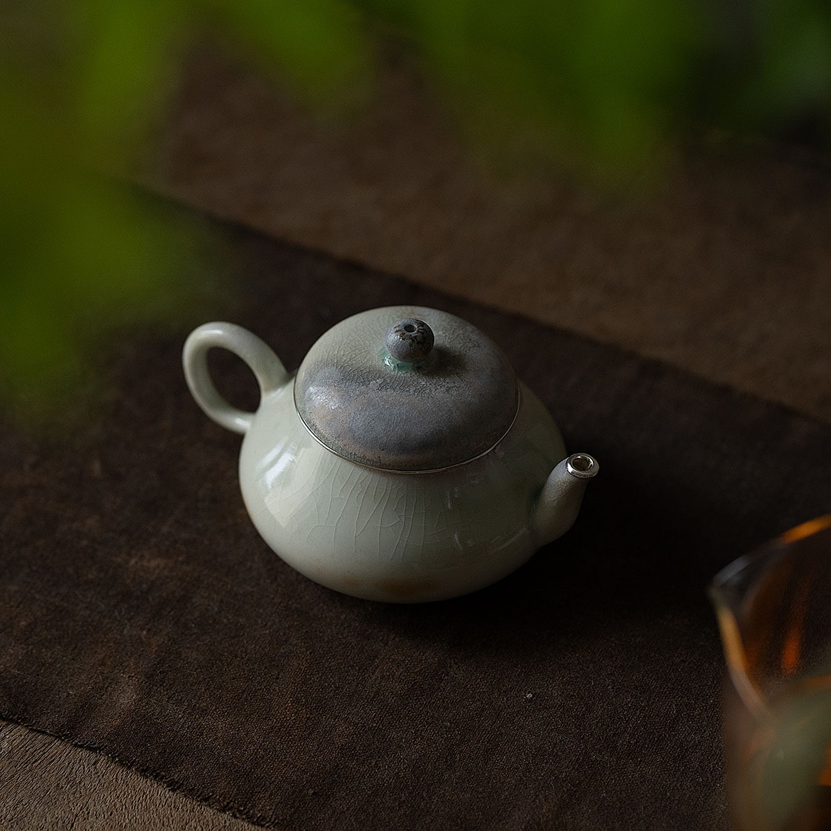 九烧工作室柴烧梨形茶壶手工落灰日式复古古风茶壶