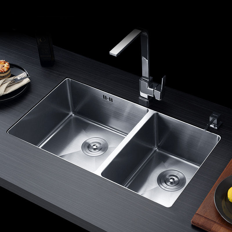 水槽舒美特厨房双槽不锈钢洗菜菜盆洗碗池加厚台下水槽套餐