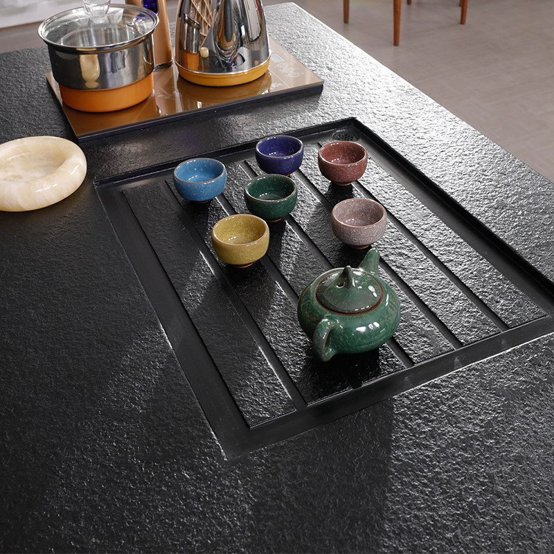 火烧石台面定制功夫茶几茶台圆形餐桌转盘电视柜台面桌面单买面板