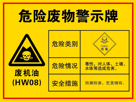 危险废物新款机油环保标识标志牌安全标示铝板标志牌