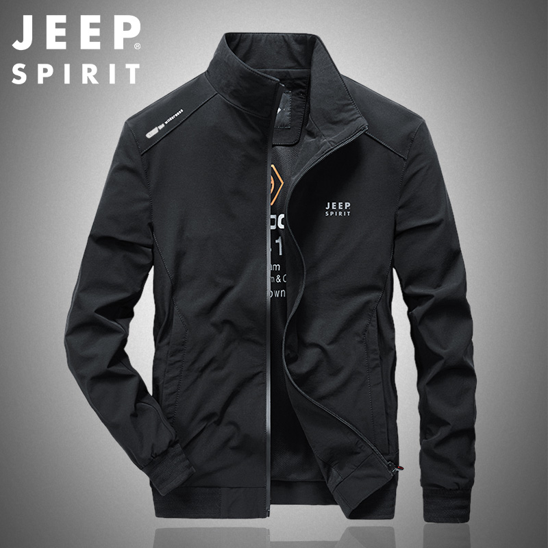 JEEP/吉普夹克男2022秋季新款休闲运动户外外套宽松百搭立领茄克