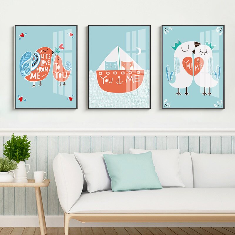 北欧客厅装饰画抽象卡通动漫沙发挂画简约玄关现代装饰画