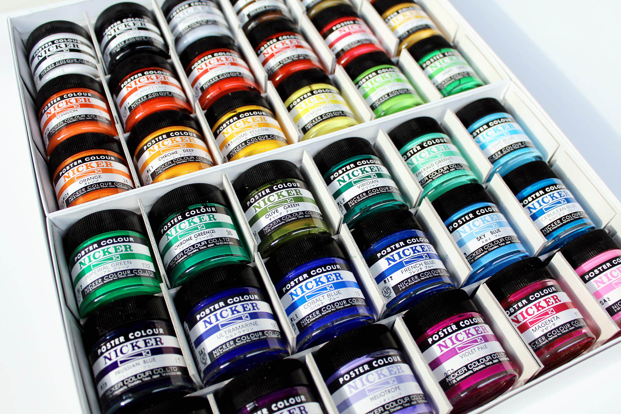 颜料日本nicker不透明水彩20ml40ml套装霓嘉广告画宫崎骏水彩颜料