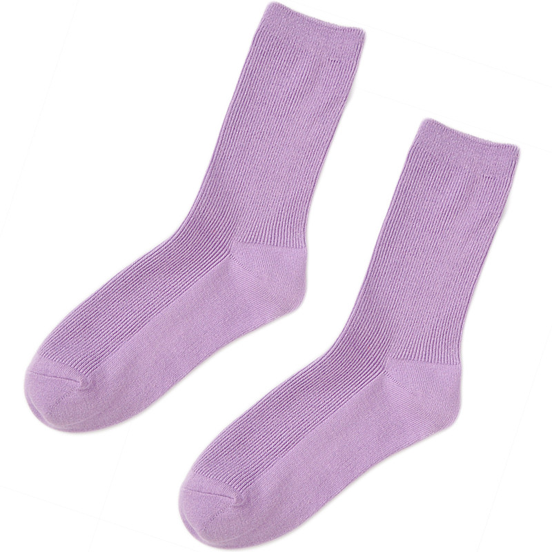 3双ins超火的袜韩国紫色袜子女春秋嘻哈中筒袜潮牌滑板袜长袜