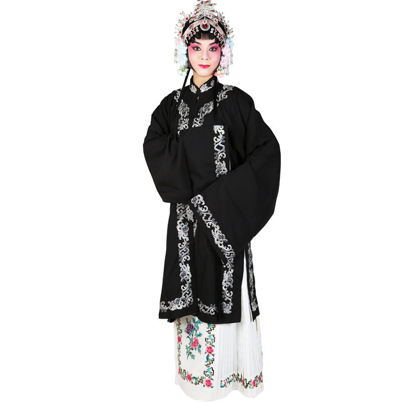 花边青衣京剧越剧黑色褶子戏剧戏曲演出演出服民族服装