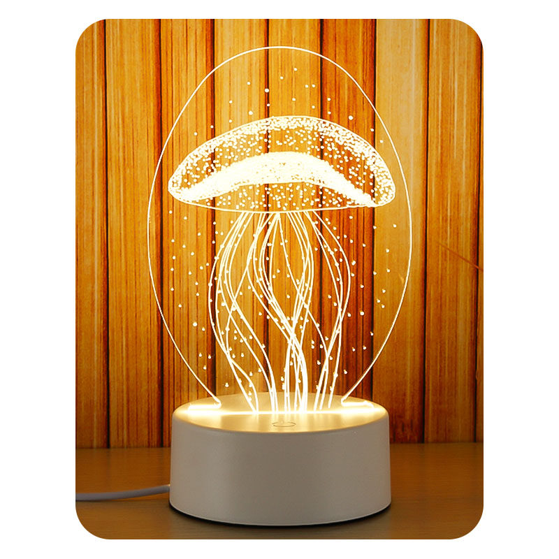 3d小夜灯创意立体台灯护眼diy卡通卧室床头定制节能女生宿舍少女 - 猫