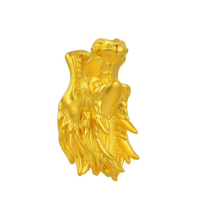 中国黄金精品首饰霸气龙头足金转运吊坠diy男友颈饰