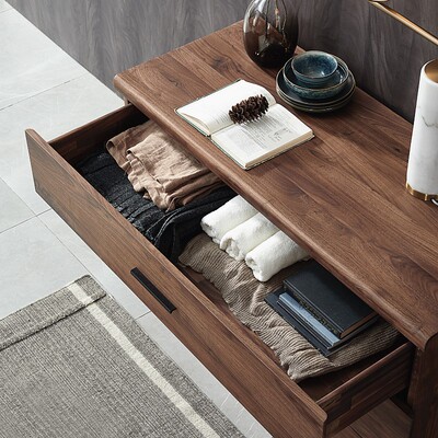 北美黑胡桃木三斗柜大抽屉柜现代简约全实木北欧风玄关卧室储物柜