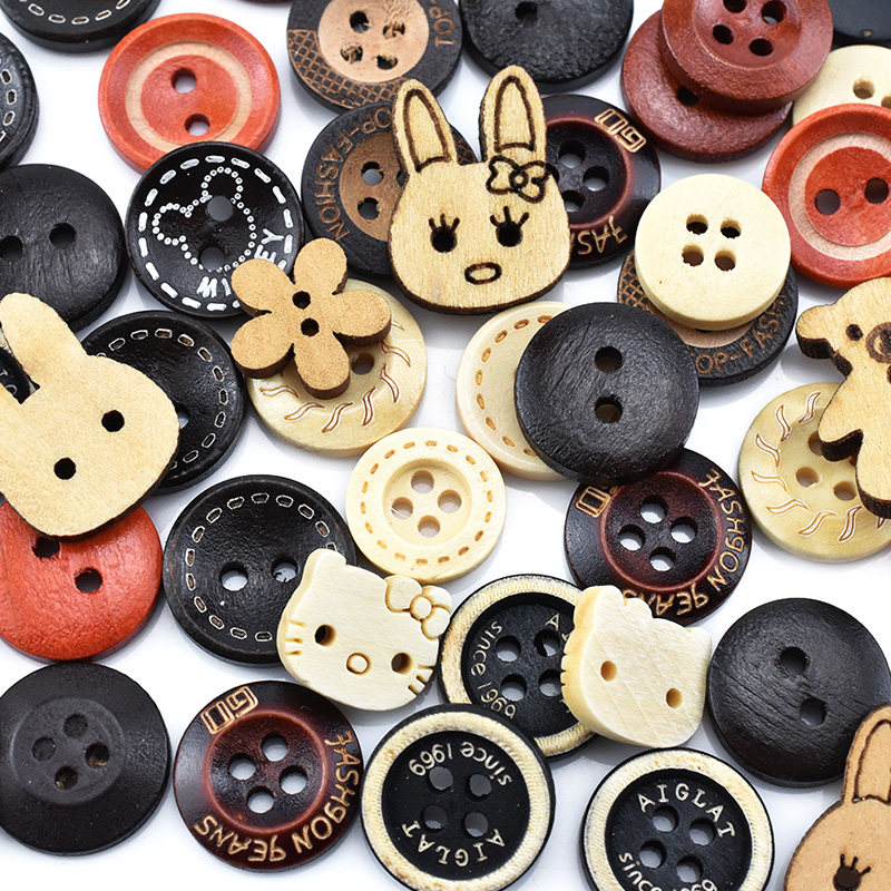 儿童纽扣扣子毛衣开衫宝宝衣服扣卡通可爱木头扣圆形装饰扣子配件