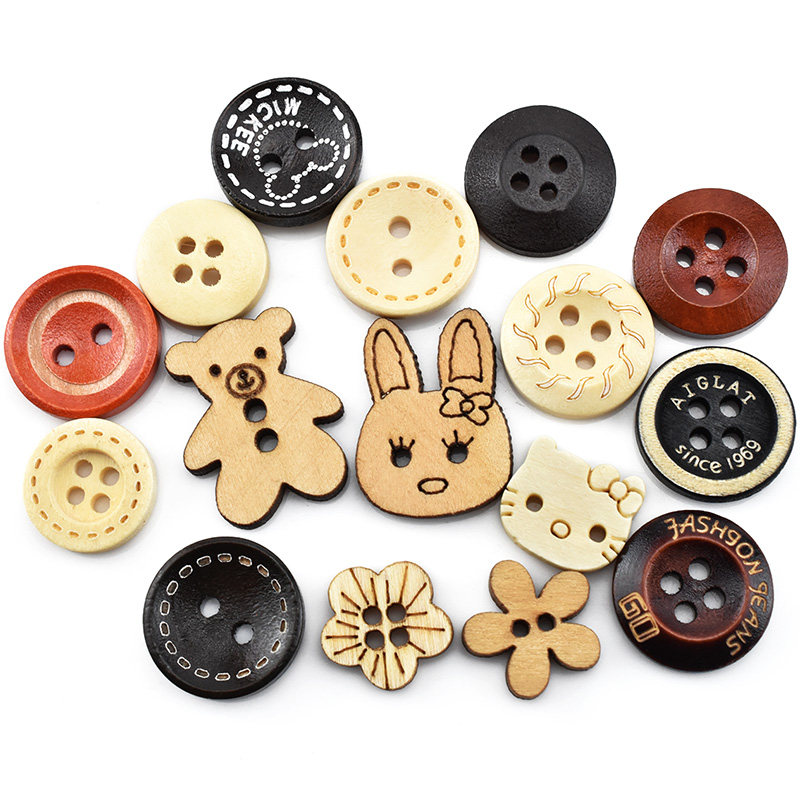 儿童纽扣扣子毛衣开衫宝宝衣服扣卡通可爱木头扣圆形装饰扣子配件