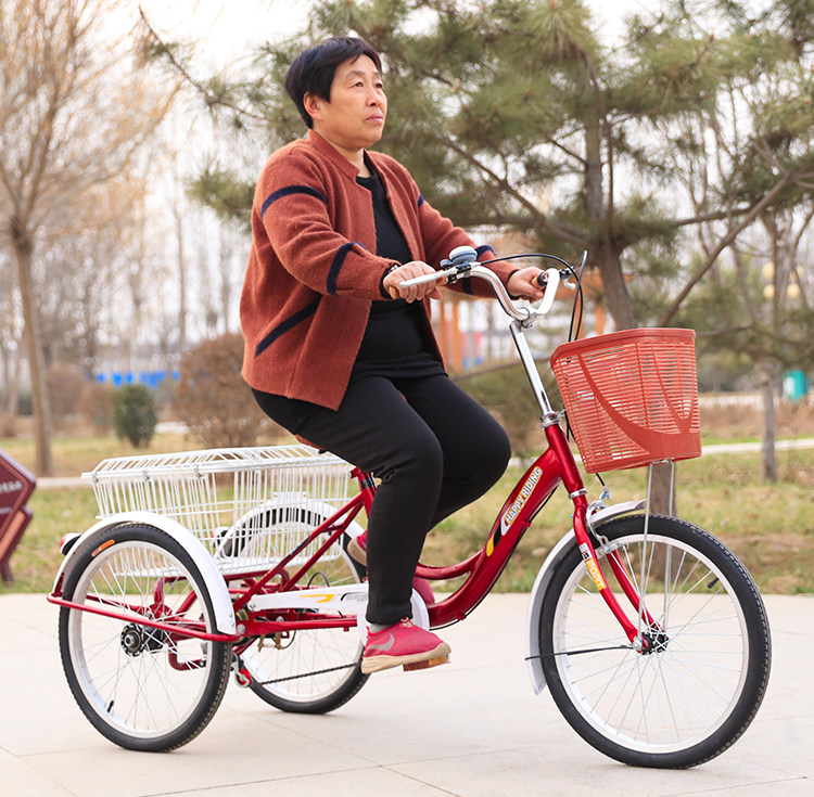 三轮车中老年人力成人脚蹬菜筐老年专用代步脚踏车三轮车