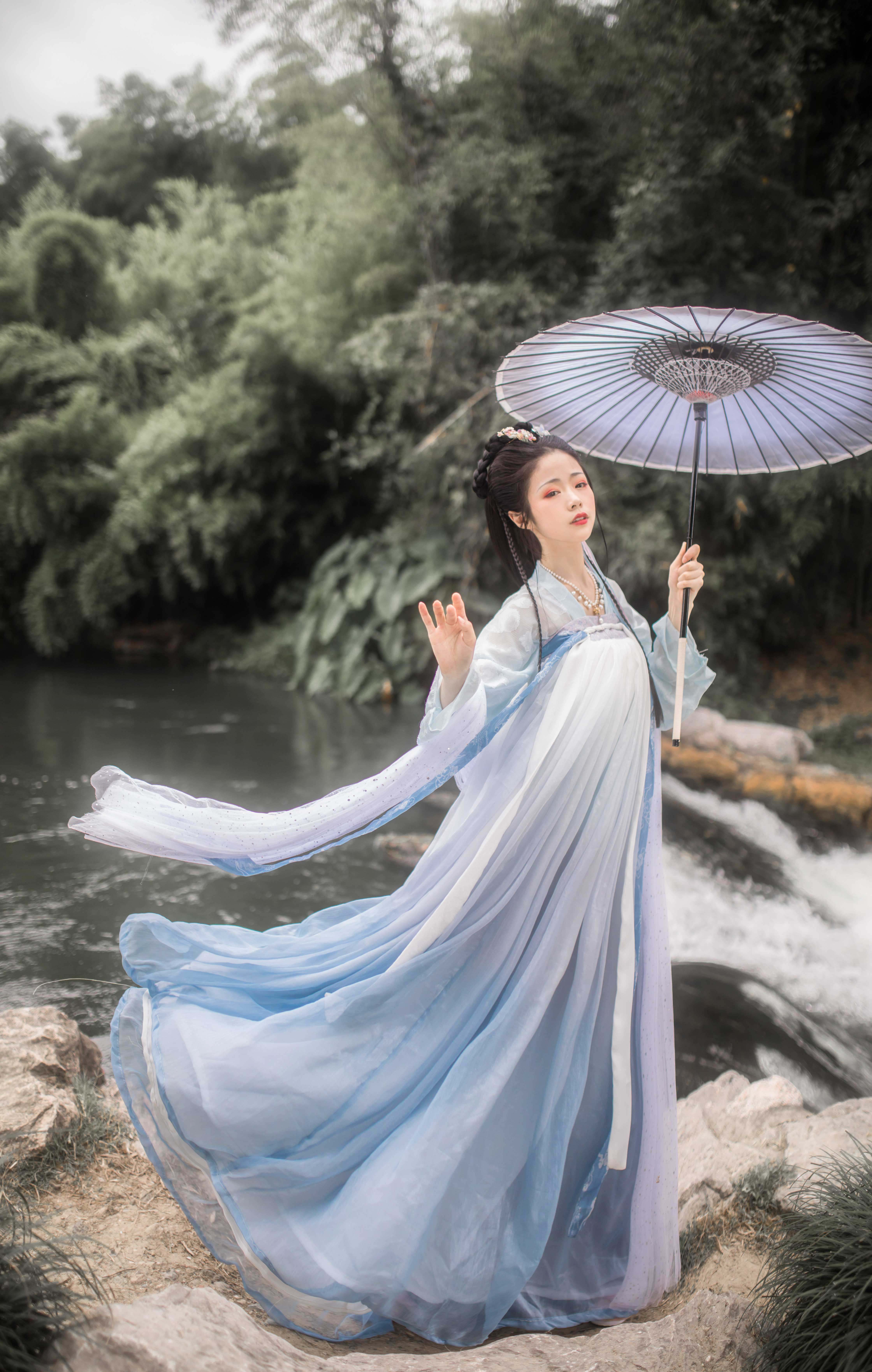 重回汉唐西子念原创正品中国风汉服女渐变齐胸襦裙刺绣对襟衫春夏
