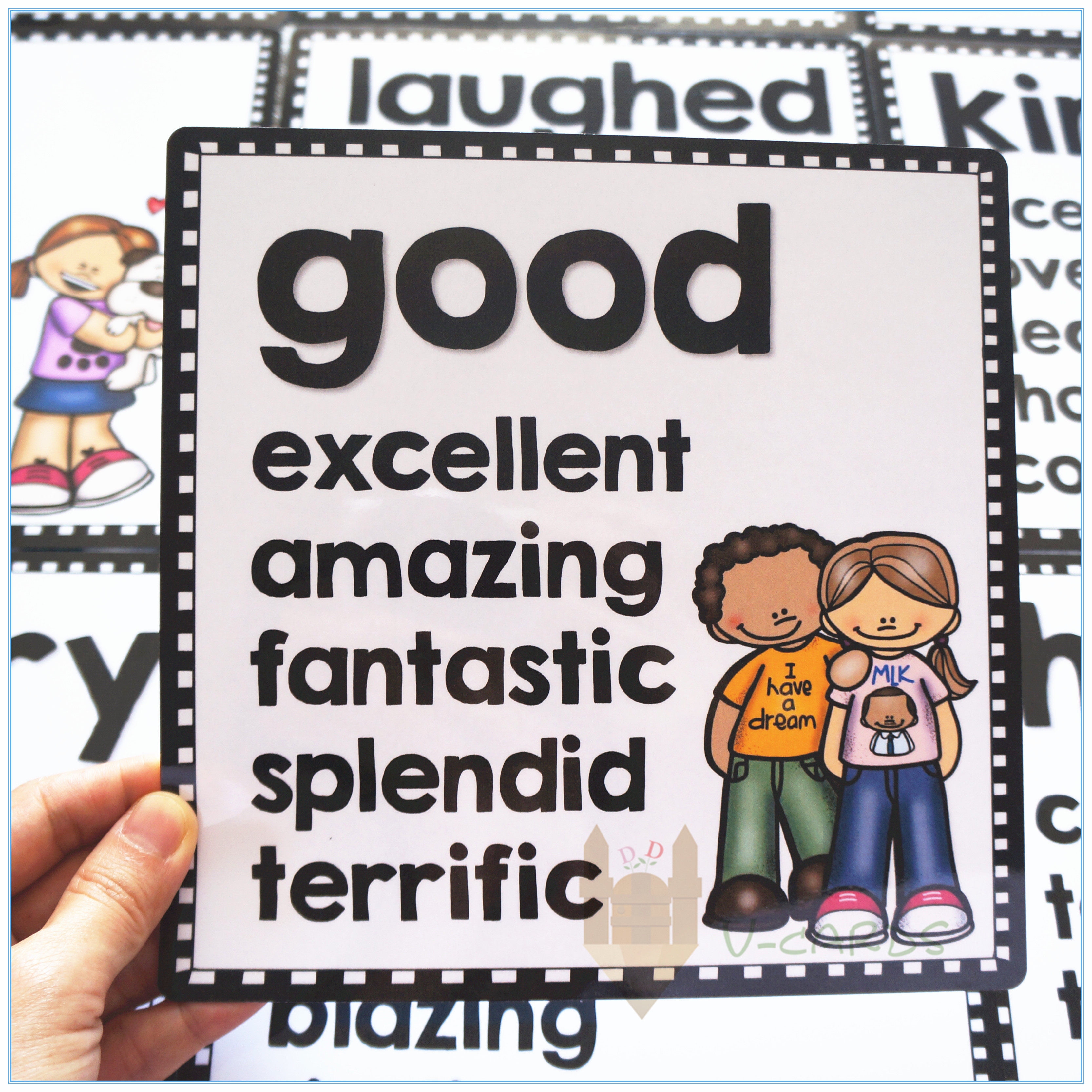 synonymposter同义词英文海报教室装饰双语儿童小学教师早教闪卡